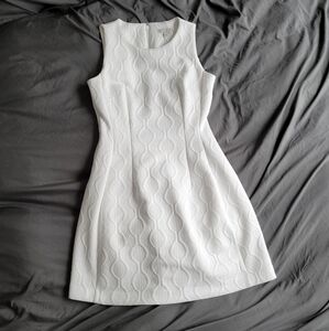 Eva Mendes NY&Co White A-Line Sleeveless Dress with Textured Design